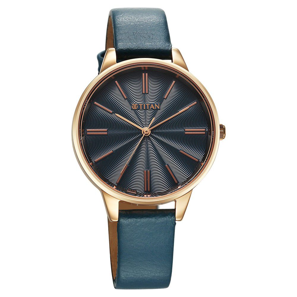 Titan Neo Quartz Analog Blue Dial Leather Strap Watch For Women