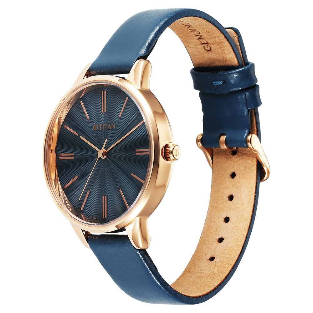 Titan Neo Quartz Analog Blue Dial Leather Strap Watch For Women