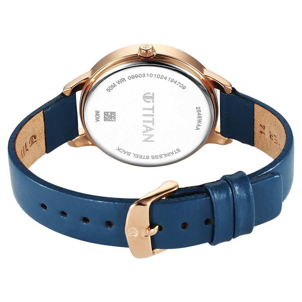 Titan Neo Quartz Analog Blue Dial Leather Strap Watch For Women