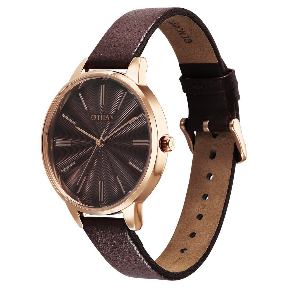 Titan Neo Quartz Analog Maroon Dial Leather Strap Watch For Women