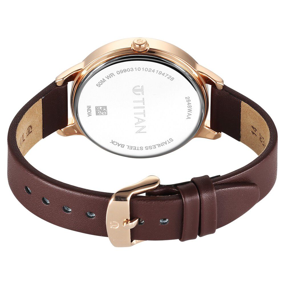 Titan Neo Quartz Analog Maroon Dial Leather Strap Watch For Women