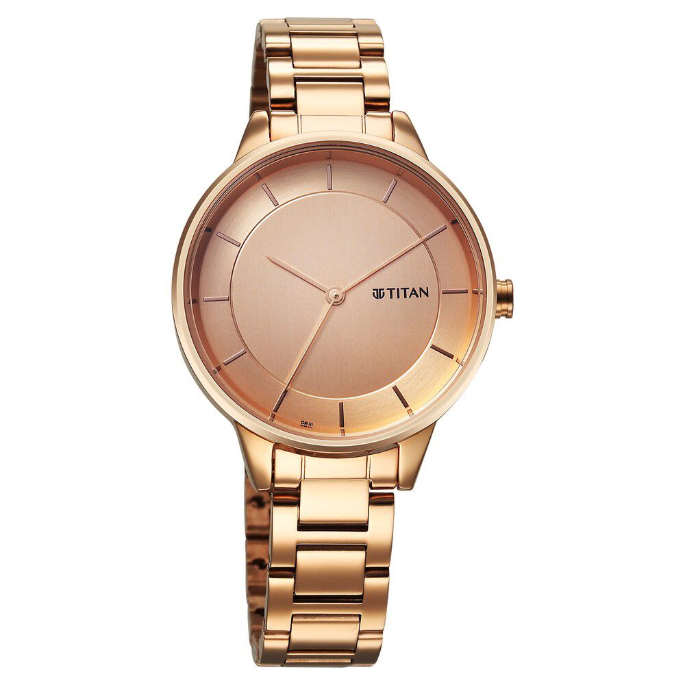 Titan Razzle Dazzle Quartz Analog Rose Gold Dial Stainless Steel Strap Watch For Women 2648WM06