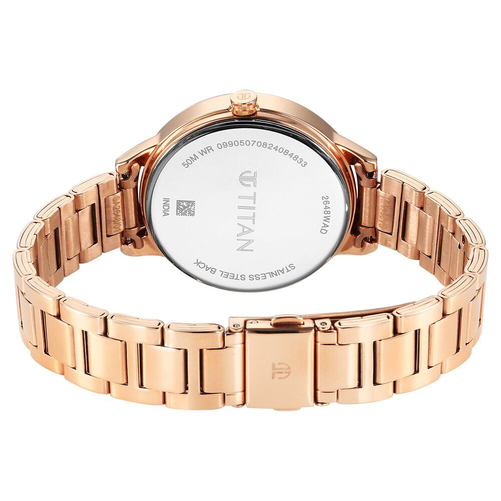 Titan Razzle Dazzle Quartz Analog Rose Gold Dial Stainless Steel Strap Watch For Women 2648WM06
