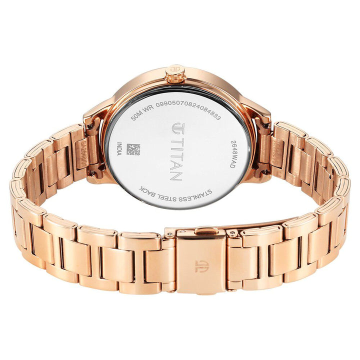 Titan Razzle Dazzle Quartz Analog Rose Gold Dial Stainless Steel Strap Watch For Women 2648WM06