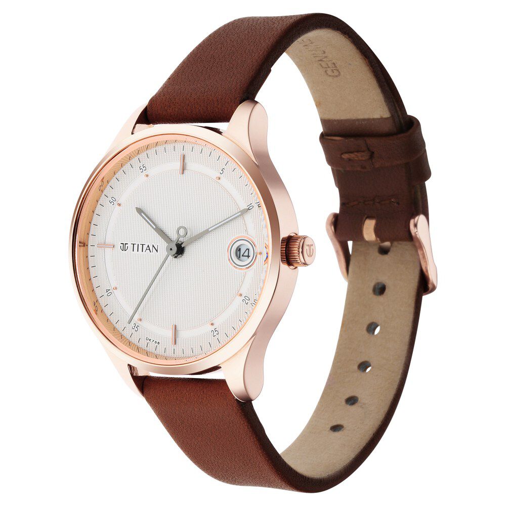 Titan Workwear Silver Dial Women Watch With Leather Strap NS2649WL01