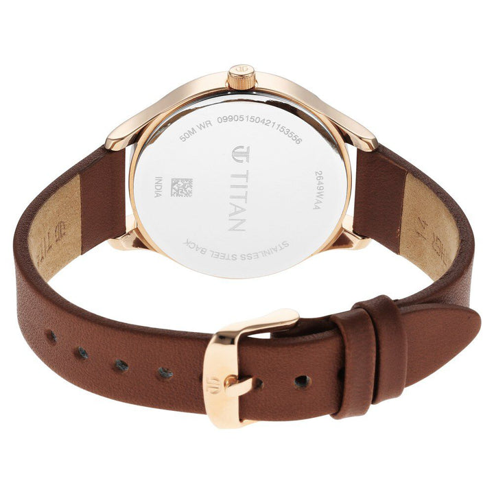 Titan Workwear Silver Dial Women Watch With Leather Strap NS2649WL01