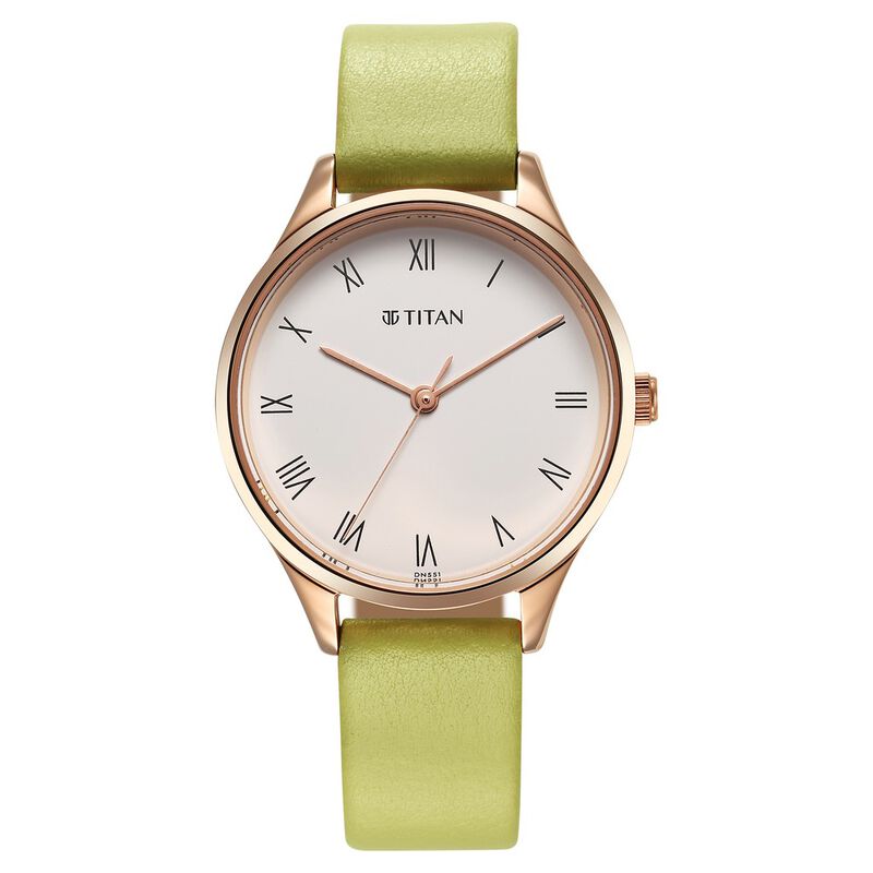 Titan Workwear Green Leather Strap Watch For Women