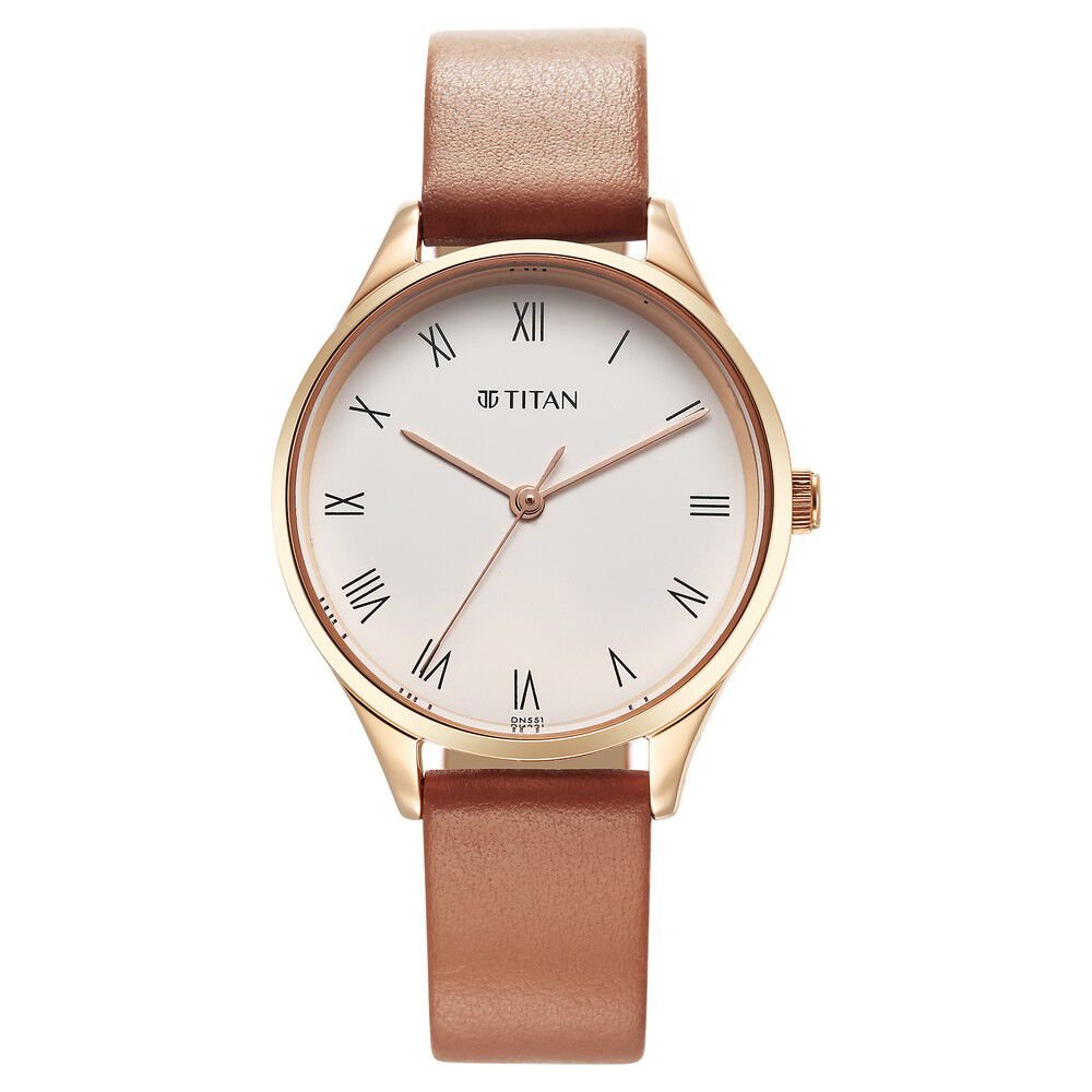 Titan Workwear White Dial Leather Strap Watch for Women - The Watch Factory ®