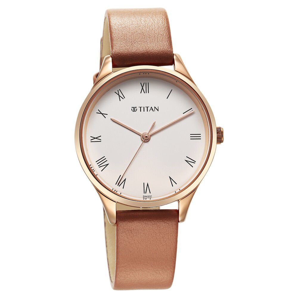 Titan Workwear White Dial Leather Strap Watch for Women - The Watch Factory ®