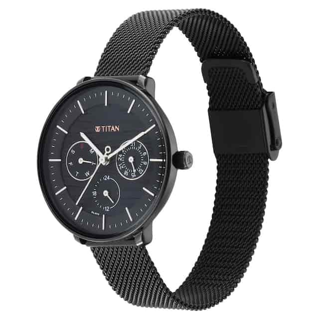 Titan Workwear Black Dial Black Stainless Steel Strap Watch NP2651NM02