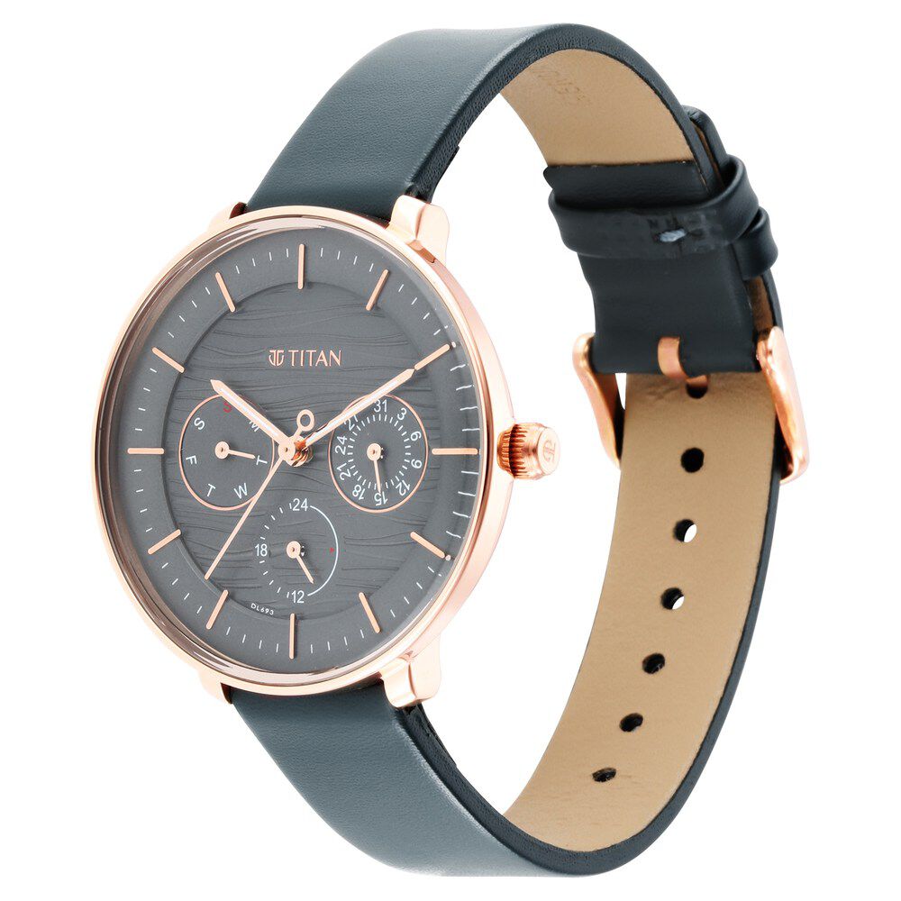 Titan Women's Svelte Black: Multi - Function Watch with Leather Strap - The Watch Factory ®