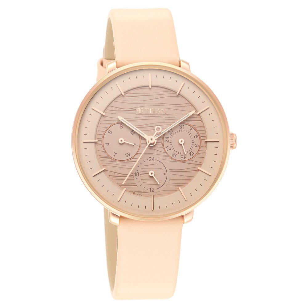 Titan Women's Svelte Rose gold: Multi - Function Watch with Leather Strap - The Watch Factory ®