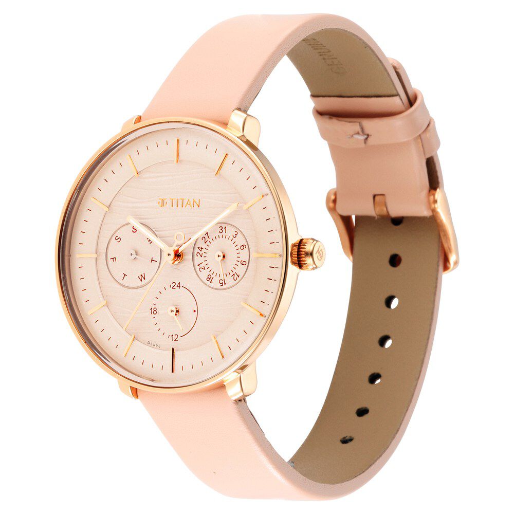 Titan Women's Svelte Rose gold: Multi - Function Watch with Leather Strap - The Watch Factory ®