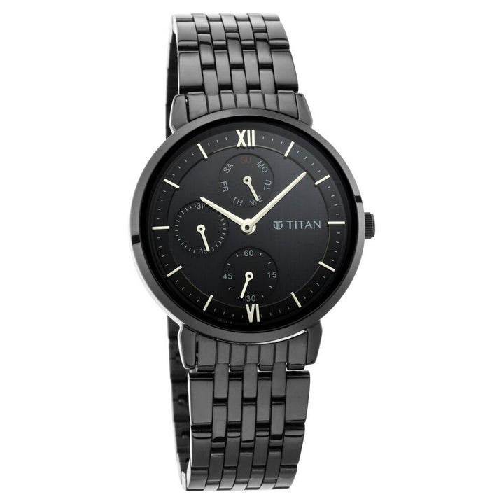 Titan Women's Regal: Roman Numeral Black Dial & Metal Strap Watch - The Watch Factory ®