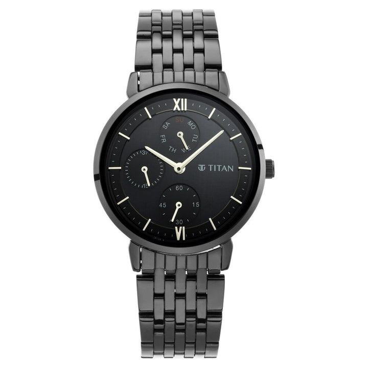 Titan Women's Regal: Roman Numeral Black Dial & Metal Strap Watch - The Watch Factory ®