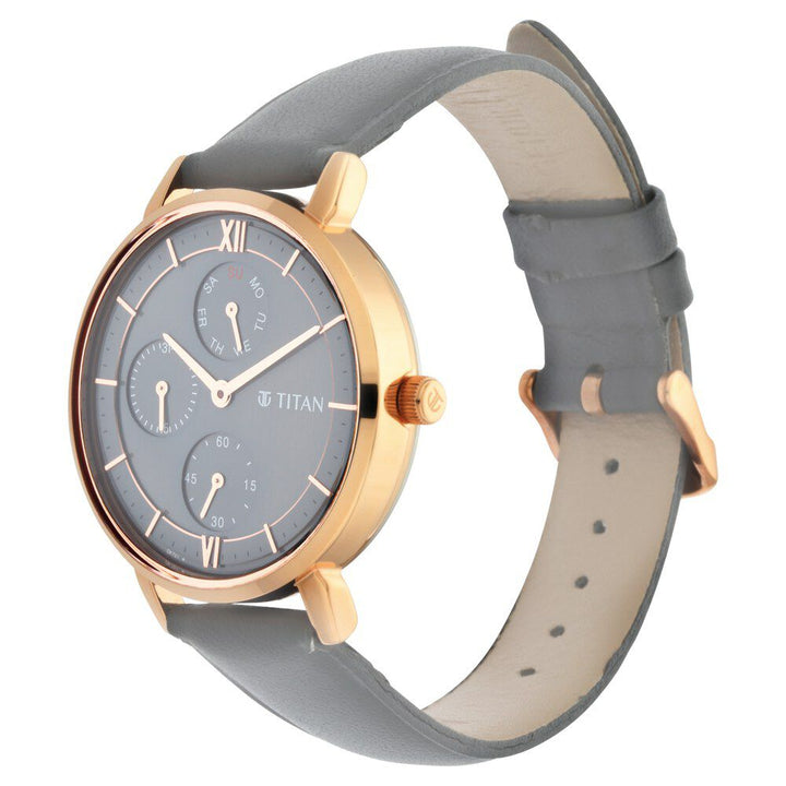 Titan Women's Regal: Roman Numeral Grey Dial & Laeather Strap Watch - The Watch Factory ®