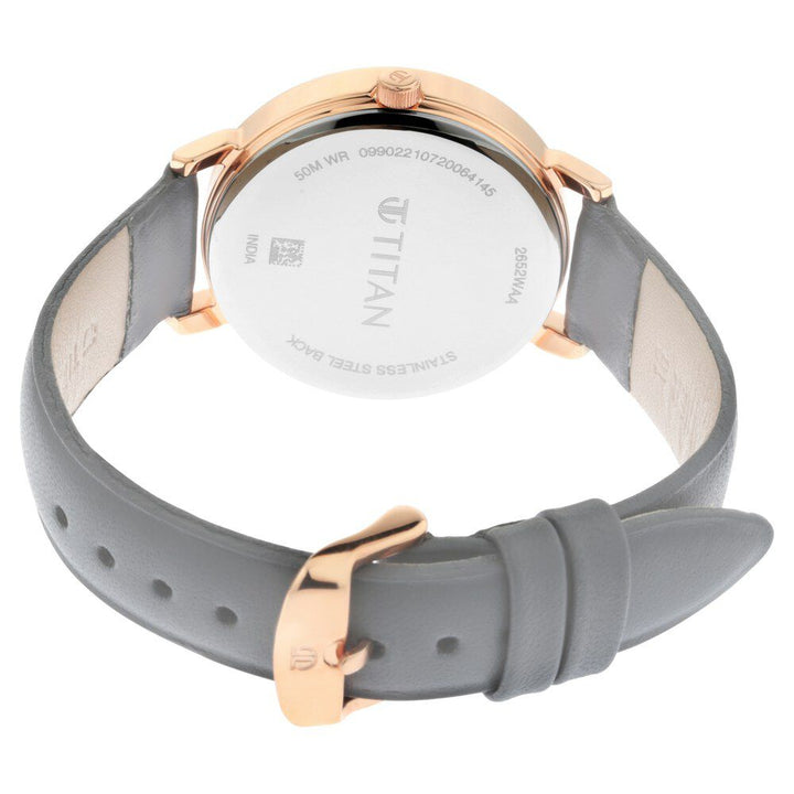 Titan Women's Regal: Roman Numeral Grey Dial & Laeather Strap Watch - The Watch Factory ®