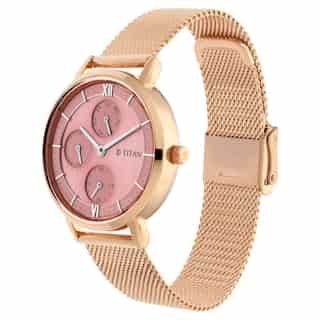 Titan Workwear Watch with Rose Gold Dial Metal Strap NP2652WM01 (DK725)