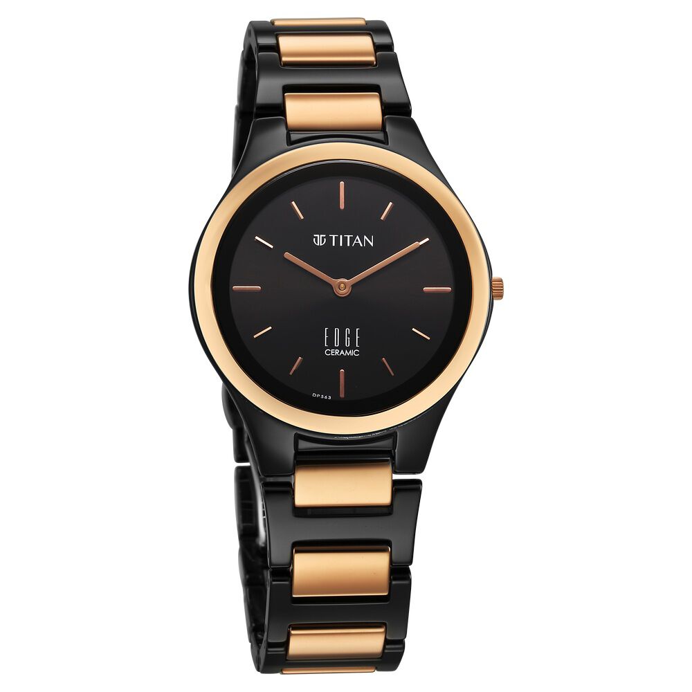 Titan Edge Ceramic Quartz Analog Black Dial Ceramic Strap Watch For Women - The Watch Factory ®