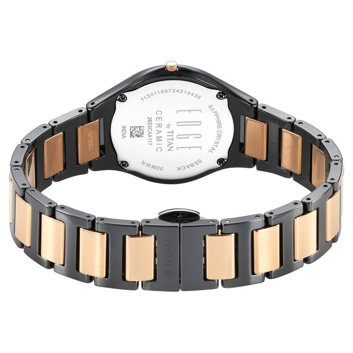 Titan Edge Ceramic Quartz Analog Black Dial Ceramic Strap Watch For Women - The Watch Factory ®