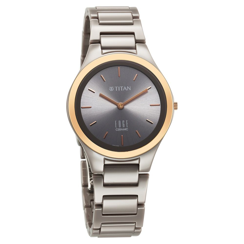 Titan Edge Ceramic Quartz Analog Grey Dial Ceramic Strap Watch For Women - The Watch Factory ®