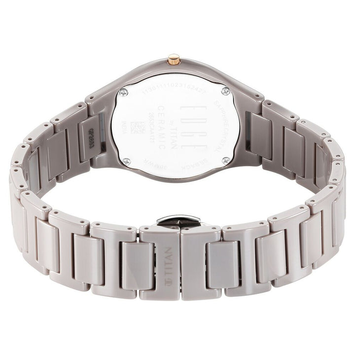Titan Edge Ceramic Quartz Analog Grey Dial Ceramic Strap Watch For Women - The Watch Factory ®
