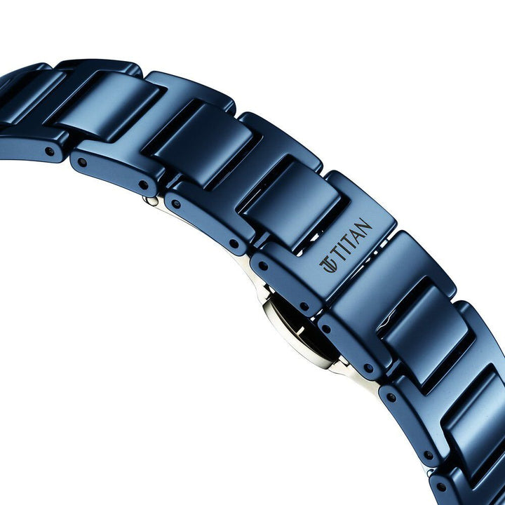 Titan Edge Ceramic Quartz in Atlantic Blue Dial Watch for Women - The Watch Factory ®