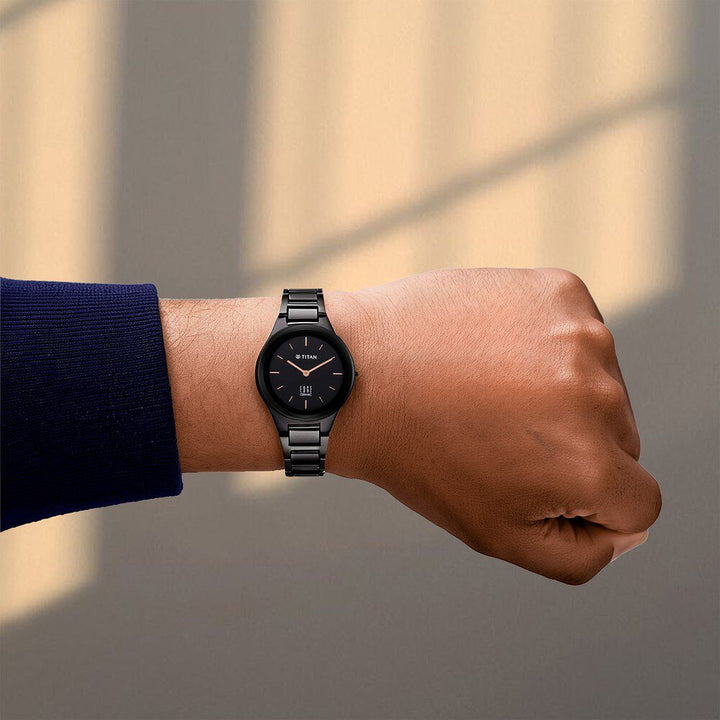 Titan Edge Ceramic Quartz in Arctic White Dial Watch for Women - The Watch Factory ®