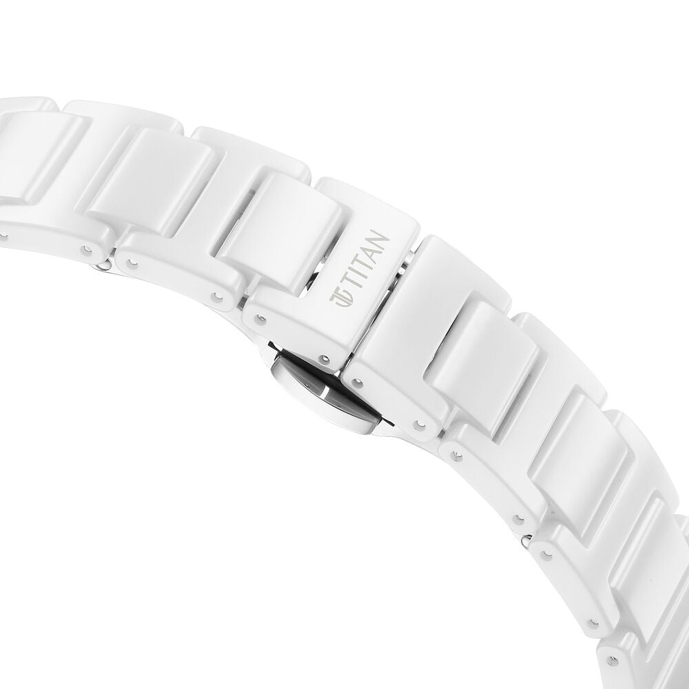 Titan Edge Ceramic Quartz in Arctic White Dial Watch for Women - The Watch Factory ®