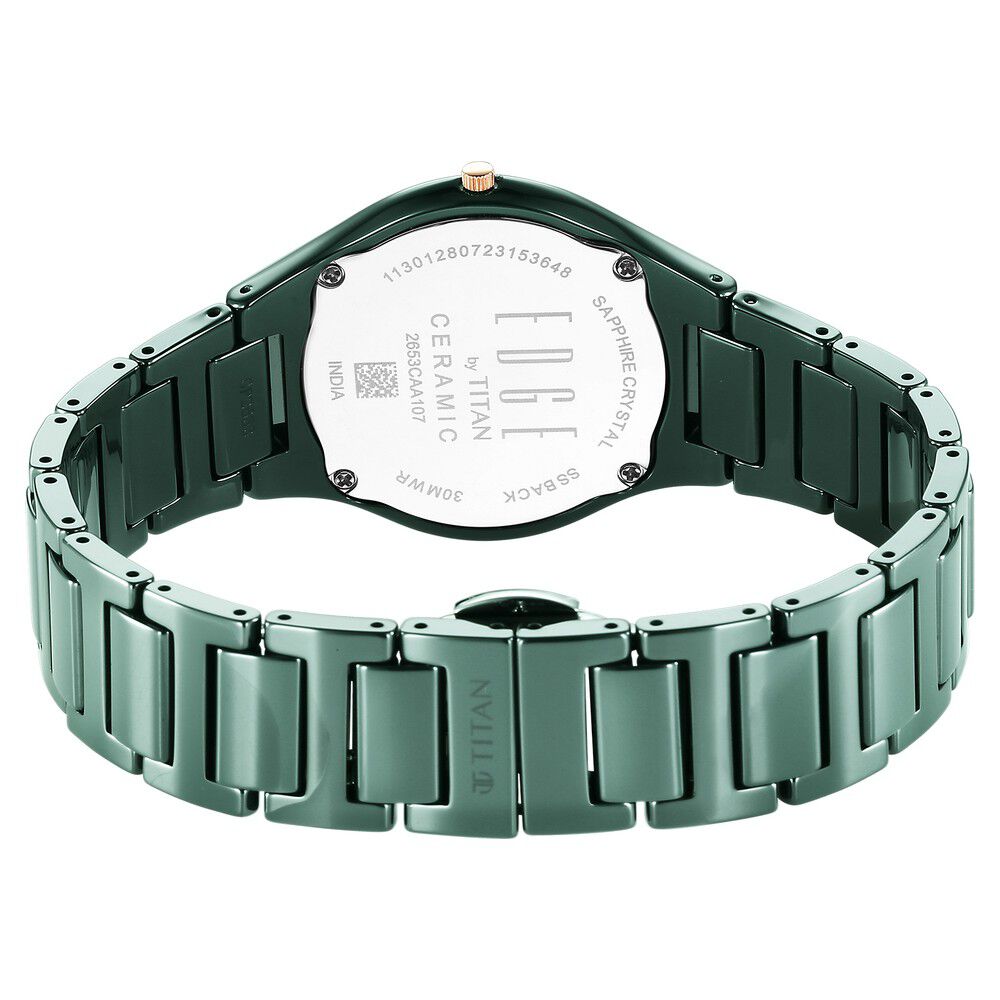Titan Edge Ceramic Quartz in Glossy Green Dial Watch for Women - The Watch Factory ®