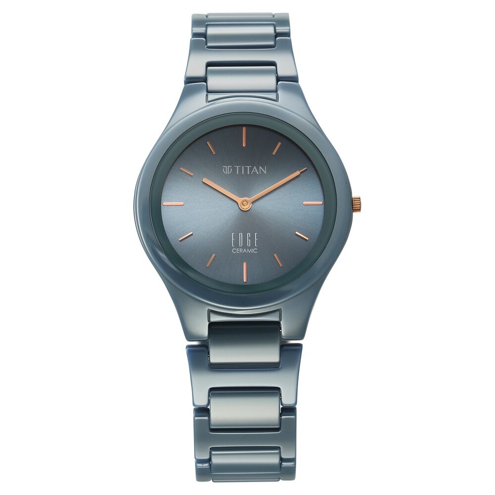 Titan Edge Ceramic Quartz Analog Blue Dial Ceramic Strap Watch For Women - The Watch Factory ®