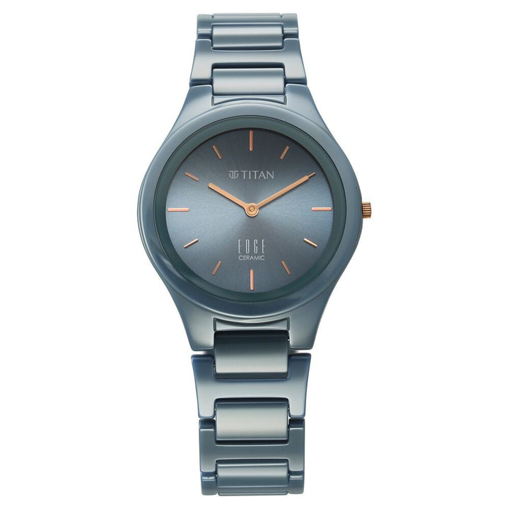 Titan Edge Ceramic Quartz Analog Blue Dial Ceramic Strap Watch For Women - The Watch Factory ®
