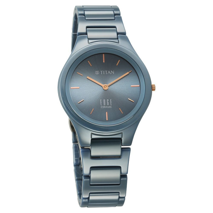 Titan Edge Ceramic Quartz Analog Blue Dial Ceramic Strap Watch For Women - The Watch Factory ®