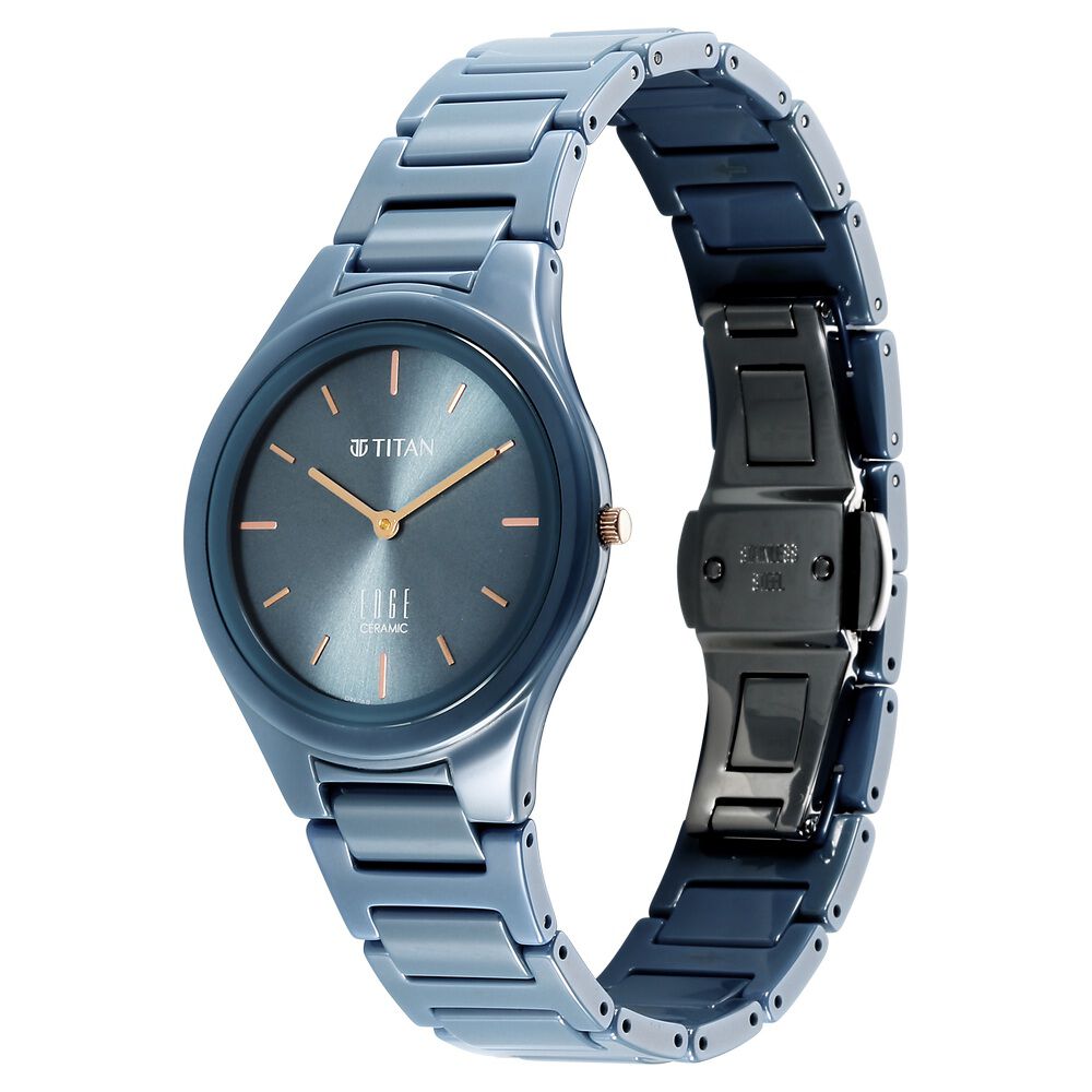 Titan Edge Ceramic Quartz Analog Blue Dial Ceramic Strap Watch For Women - The Watch Factory ®