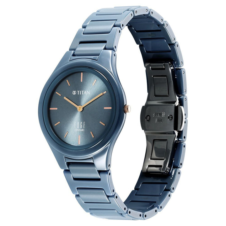 Titan Edge Ceramic Quartz Analog Blue Dial Ceramic Strap Watch For Women - The Watch Factory ®
