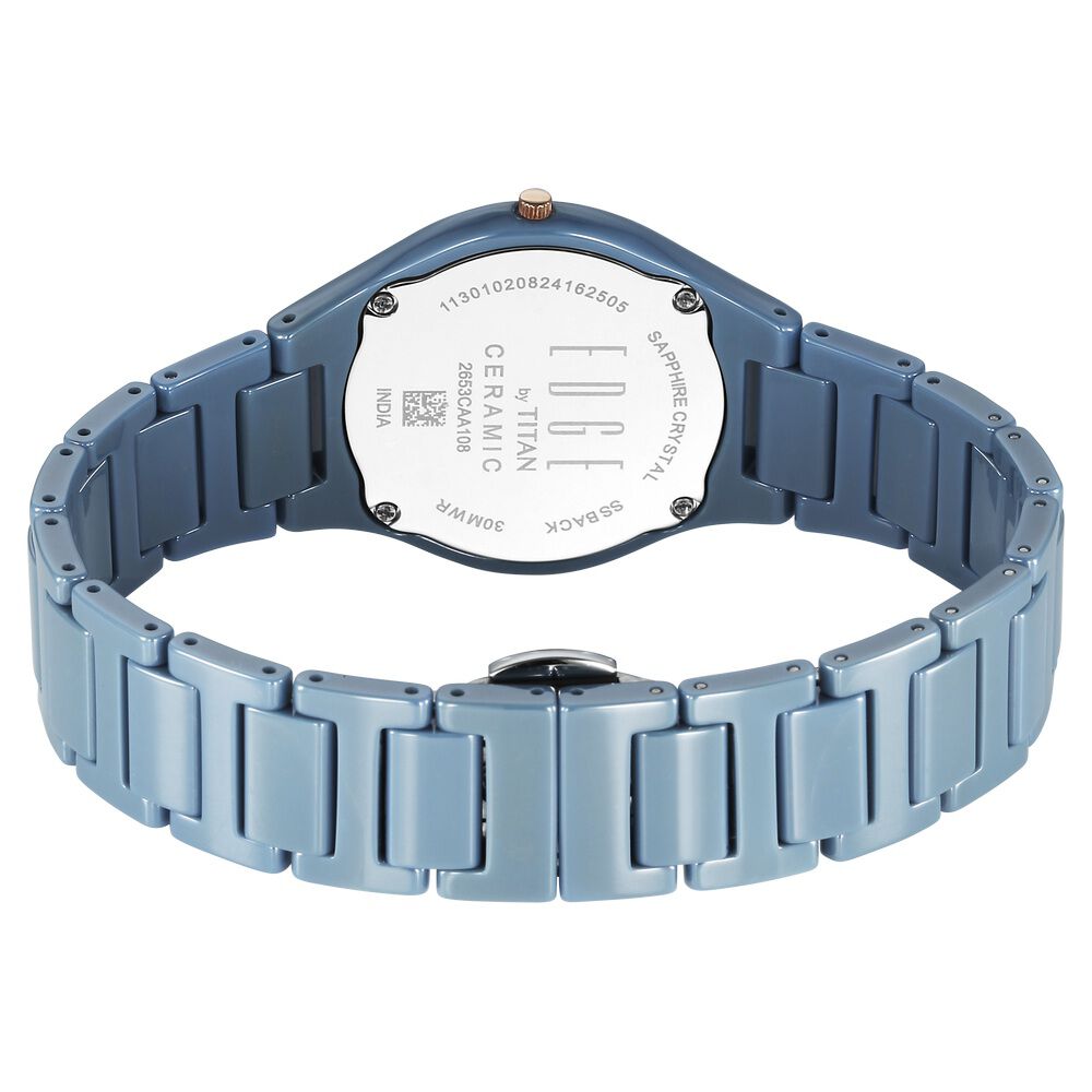 Titan Edge Ceramic Quartz Analog Blue Dial Ceramic Strap Watch For Women - The Watch Factory ®