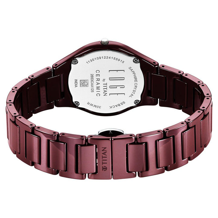 Titan Wine Ceramic Quartz Analog Maroon Dial Ceramic Strap Watch For Women