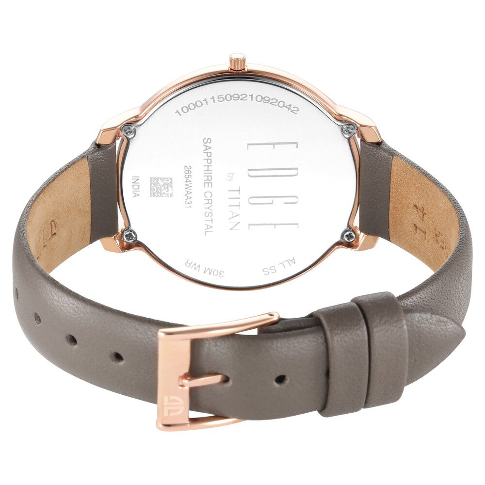 Titan Edge Slim Leather Strap Black Dial Analog Watch for Women NS2654WL01