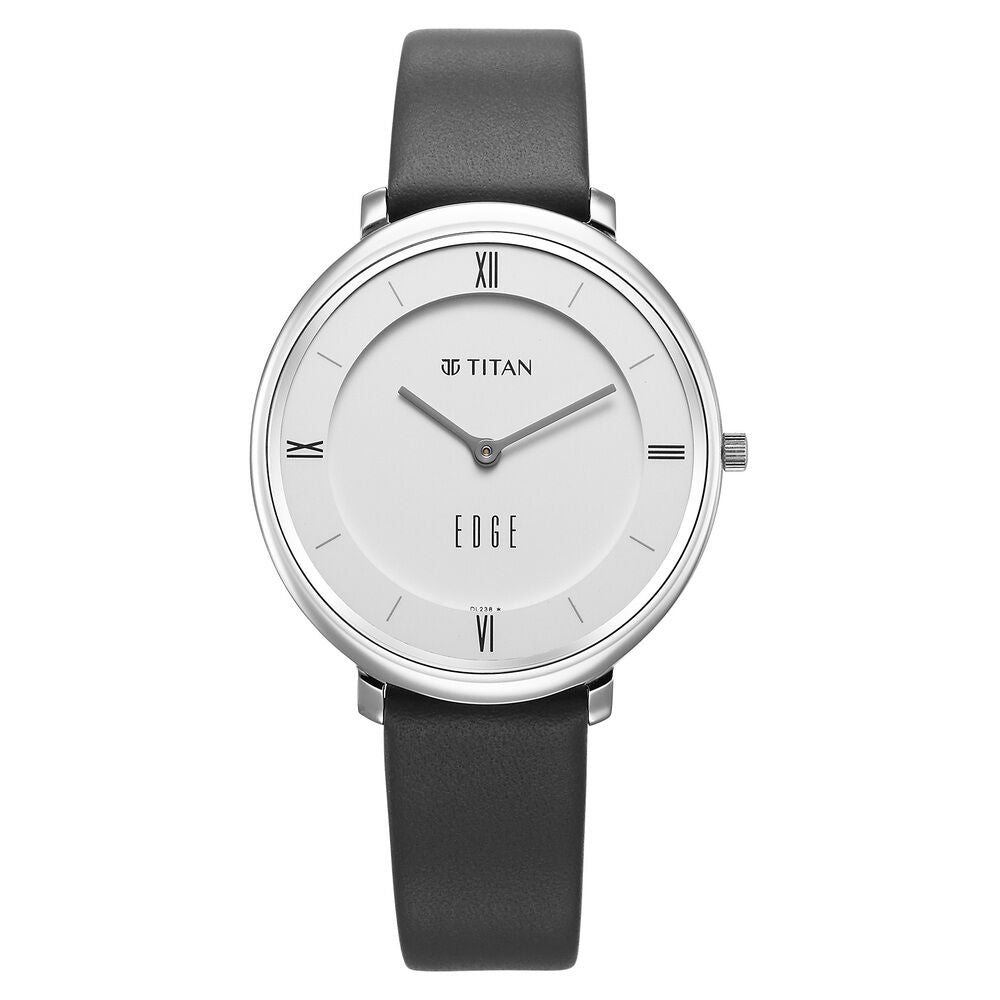 Titan Edge Quartz Analog Grey Dial Grey Leather Strap Watch For Women - The Watch Factory ®