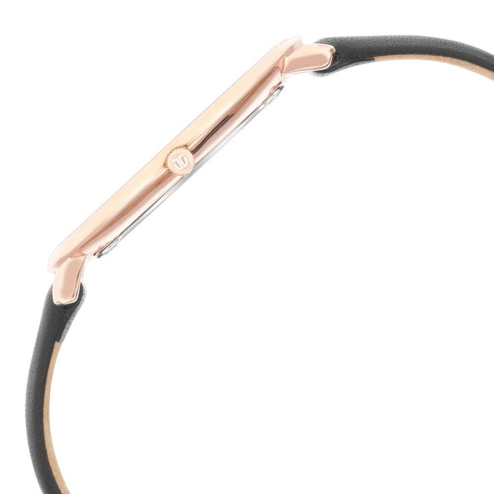 Titan Edge Quartz Analog Black Dial Black Leather Strap Watch For Women - The Watch Factory ®