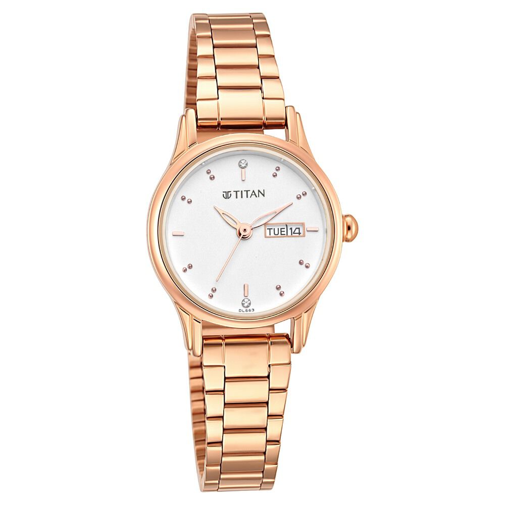 Titan Women's Lagan Watch: Rose Gold Accents & Refined Elegance - The Watch Factory ®