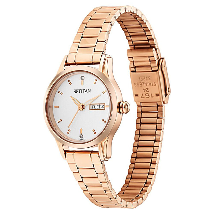 Titan Women's Lagan Watch: Rose Gold Accents & Refined Elegance - The Watch Factory ®
