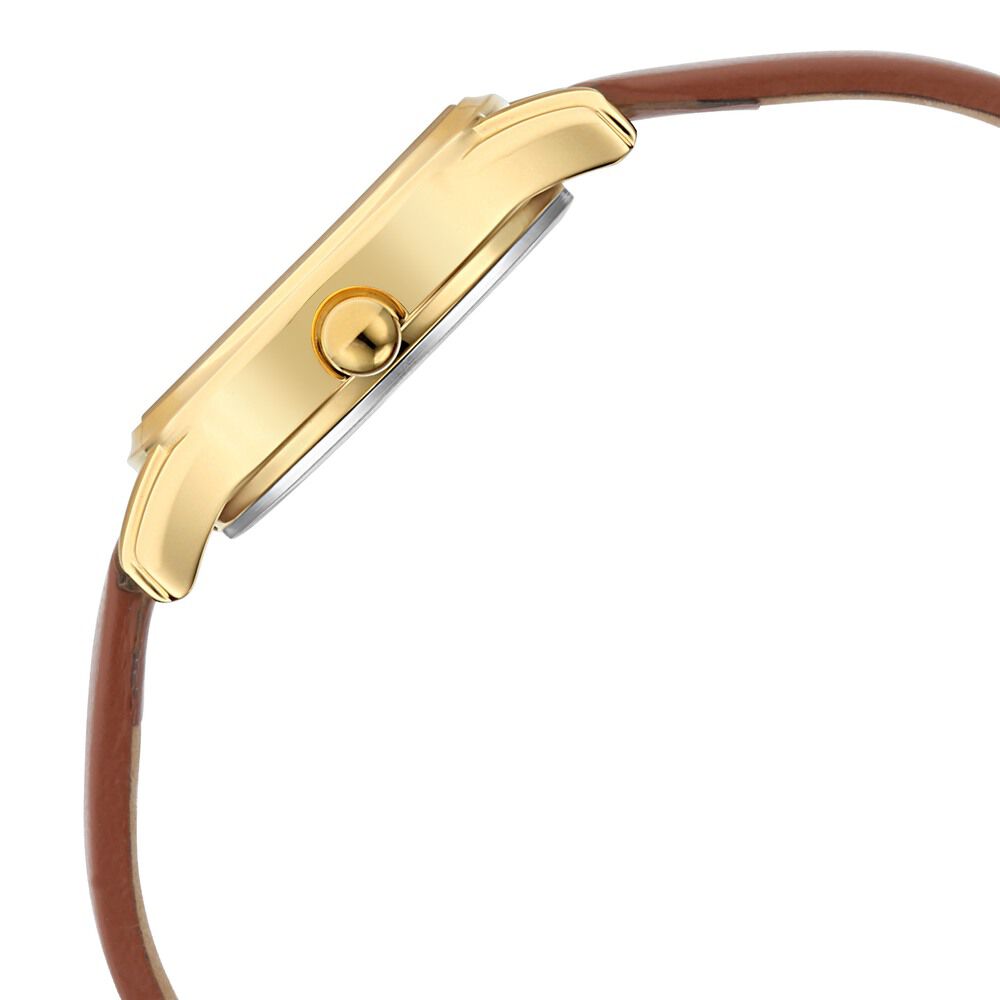 Titan Lagan White Dial Analog with Day and Date Leather Strap Watch for Women NS2656YL01