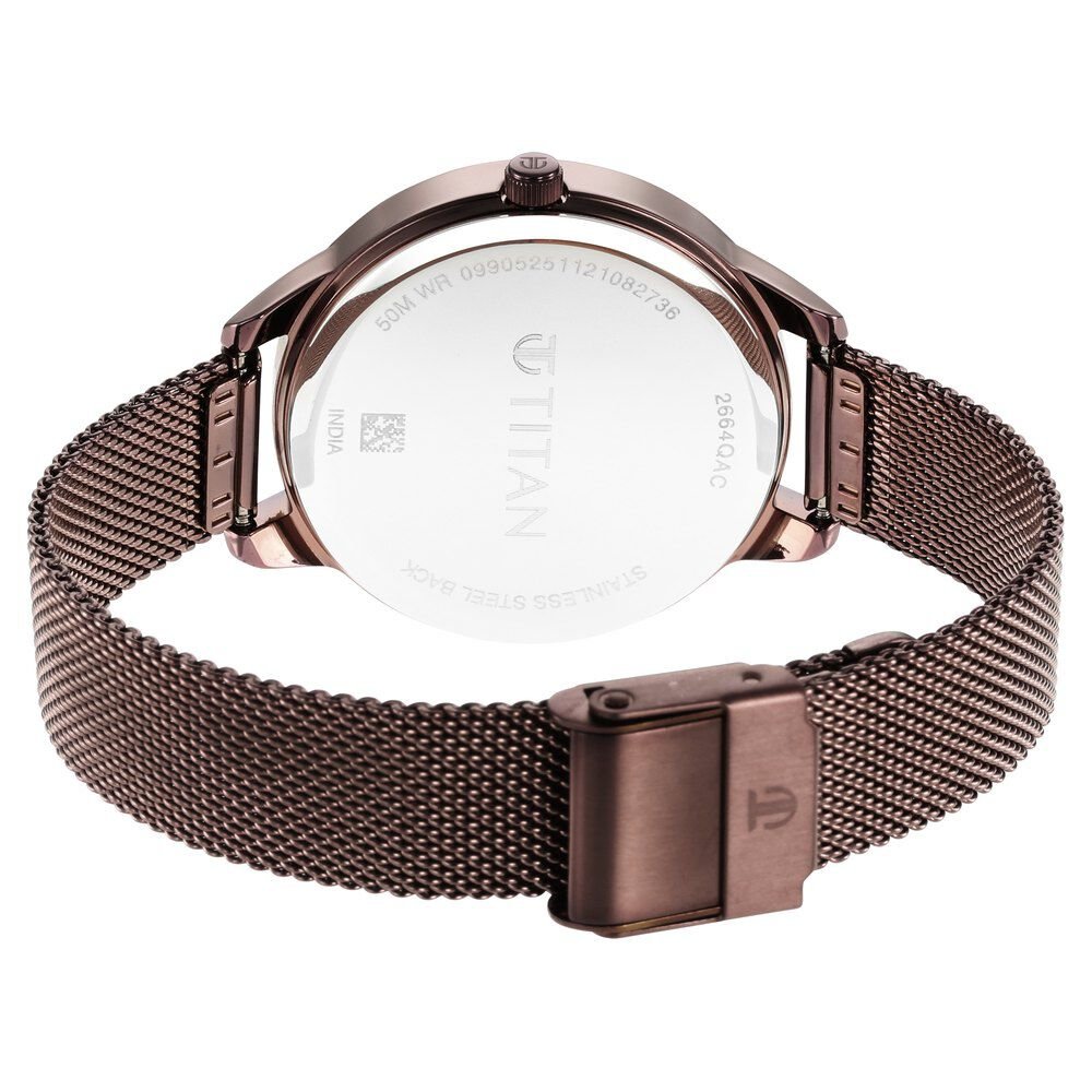 Titan Purple Glam It Up Quartz Analog Multicoloured Dial Brown Stainless Steel Strap Watch For Women - The Watch Factory ®