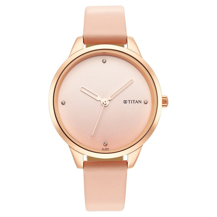 Titan Pastel Dreams Pink Dial Analog Leather Strap watch for Women NS2664WL02