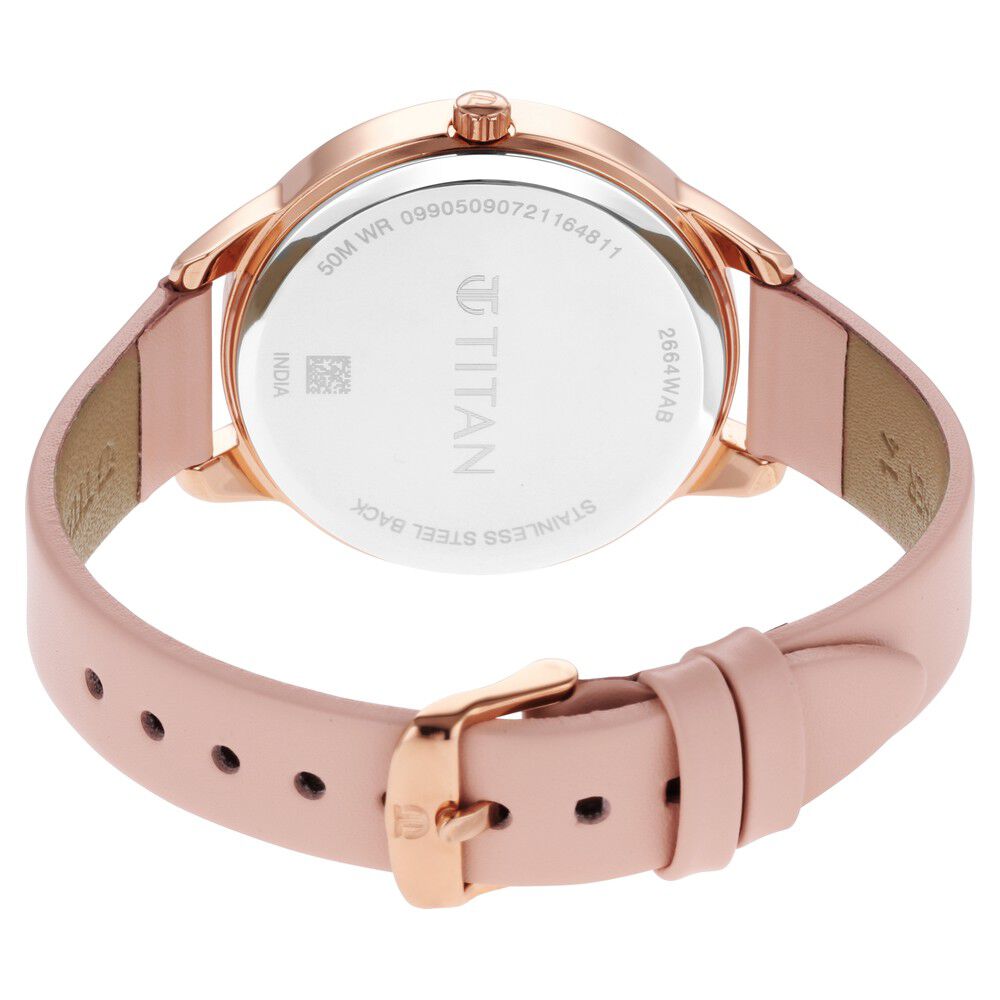 Titan Pastel Dreams Pink Dial Analog Leather Strap watch for Women NS2664WL02