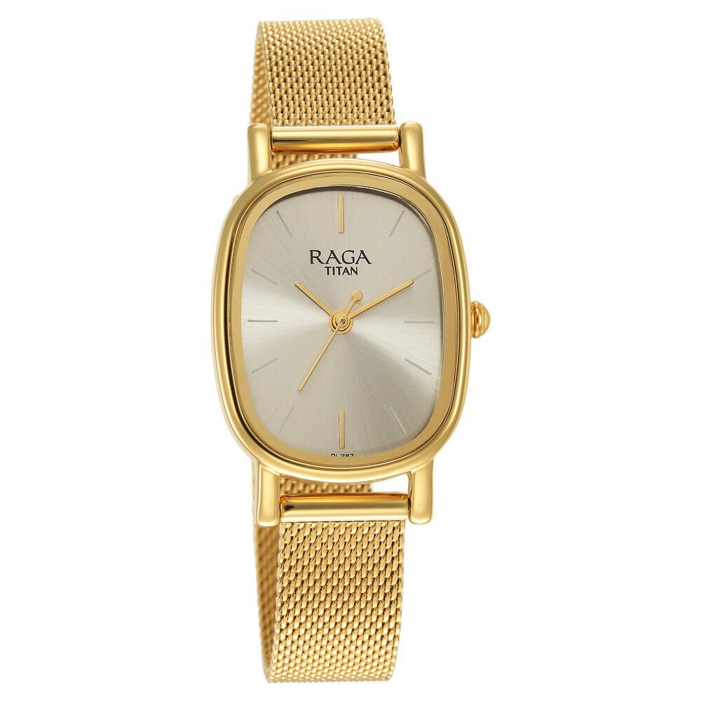 Titan Raga Viva Champagne Dial Analog Stainless Steel Strap watch for Women - The Watch Factory ®