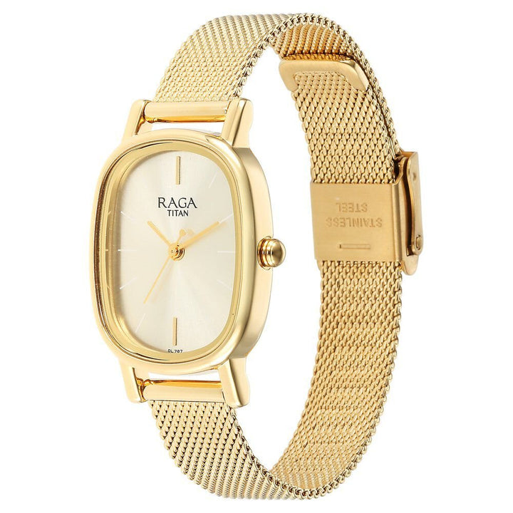 Titan Raga Viva Champagne Dial Analog Stainless Steel Strap watch for Women - The Watch Factory ®