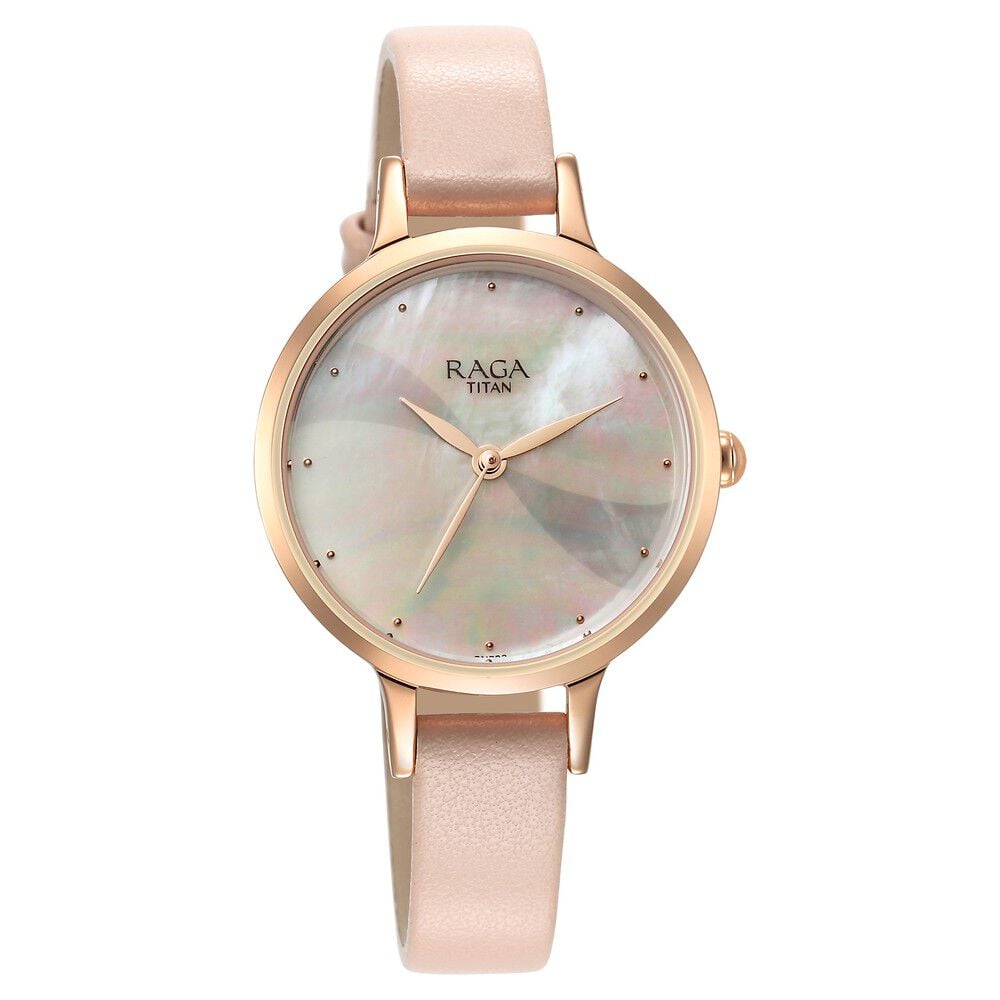 Titan Raga Power Pearls Quartz Analog Mother Of Pearl Dial Leather Strap Watch for Women - The Watch Factory ®