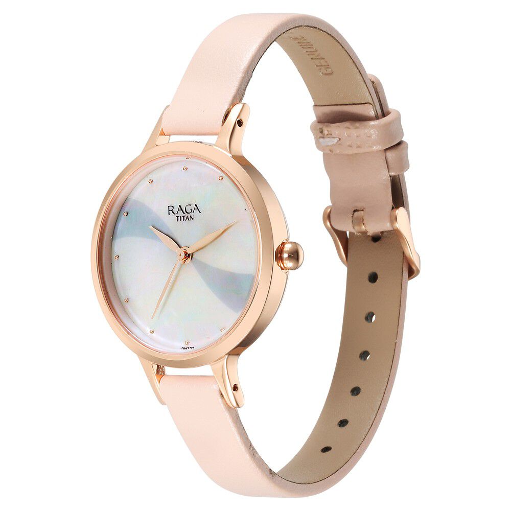 Titan Raga Power Pearls Quartz Analog Mother Of Pearl Dial Leather Strap Watch for Women - The Watch Factory ®